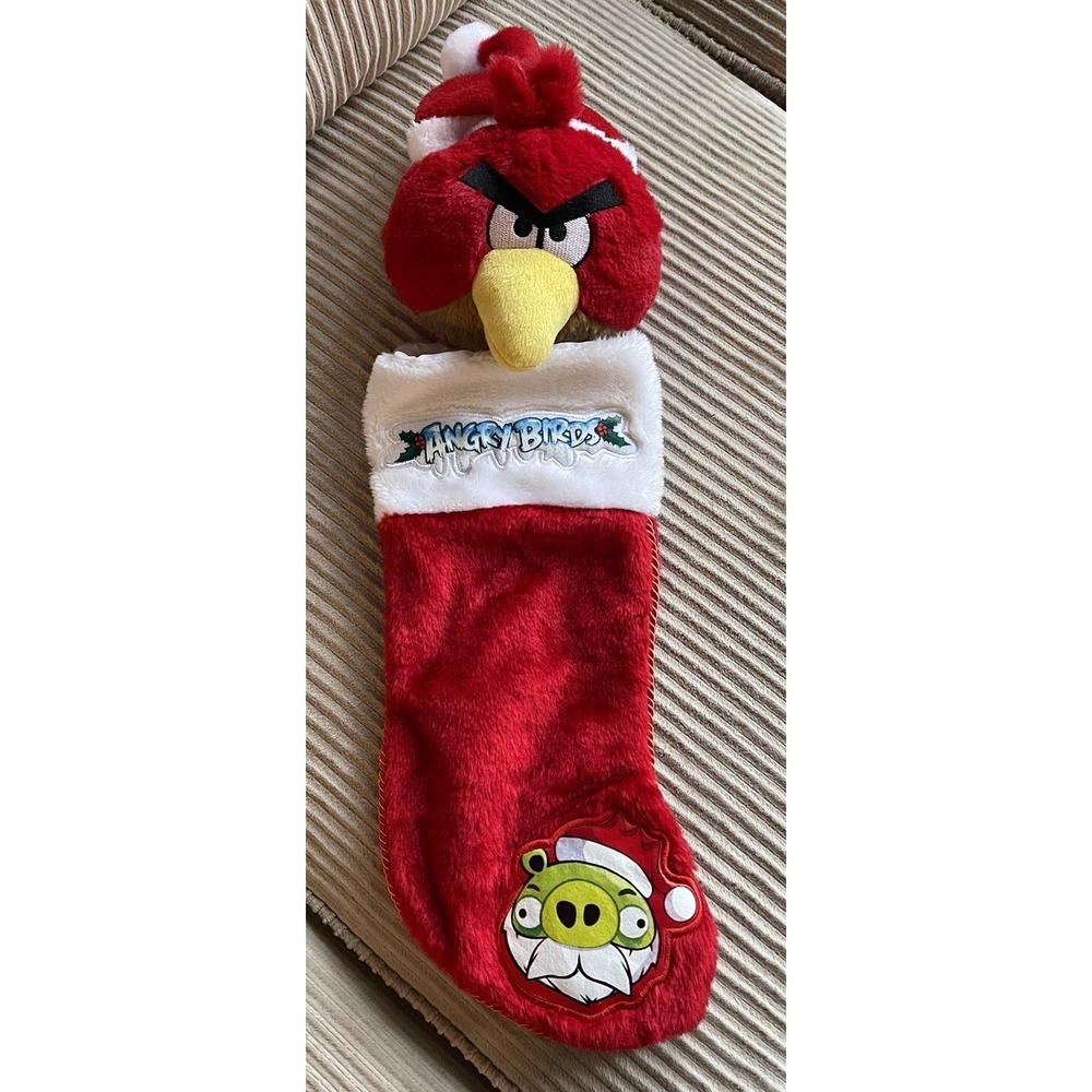 Angry Birds Red Bird Plush Christmas Stocking Santa Patch Pig 21" Holiday